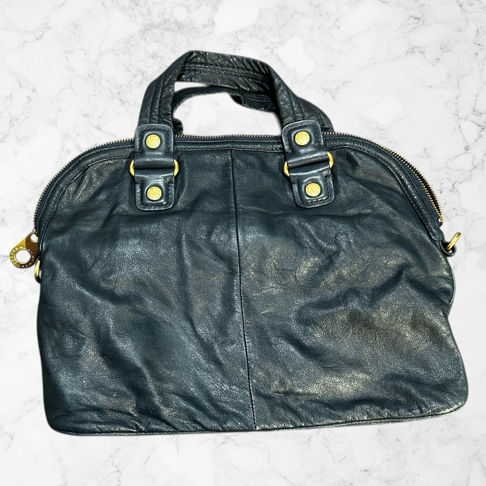 Marc by Marc Jacobs Turnlock Leather Satchel Y2K Boho Quiet Luxury Navy - Picture 4 of 10